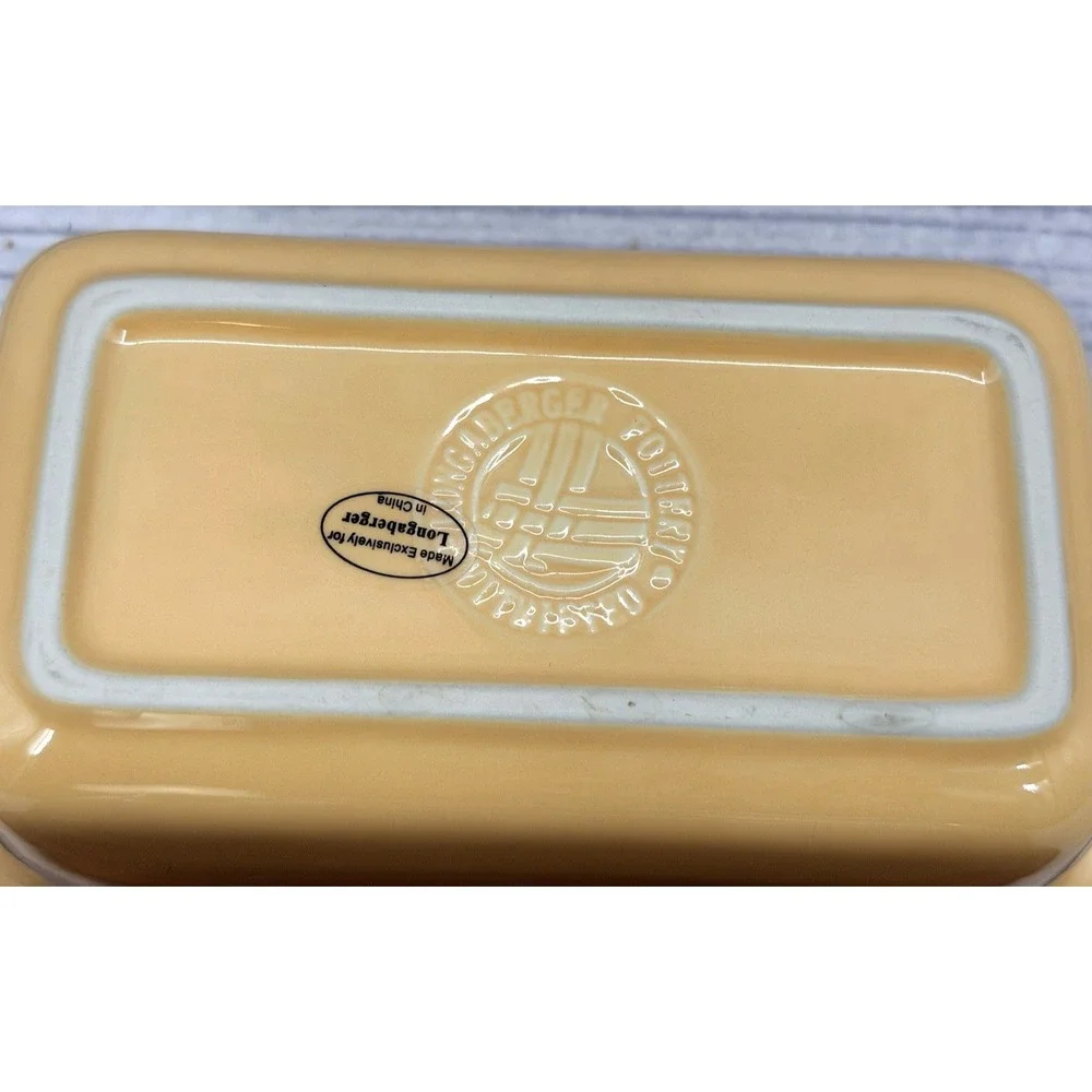 2 LONGABERGER POTTERY WOVEN TRADITIONS MINI LOAF PANS - BUTTERNUT / PAPRIKA